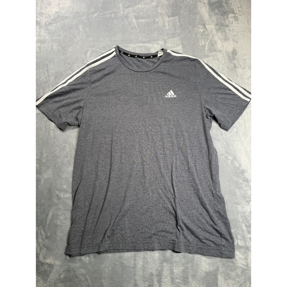 Adidas Aeroready T Shirt Mens Medium Heather Gray Short Sleeve Crew Neck Logo